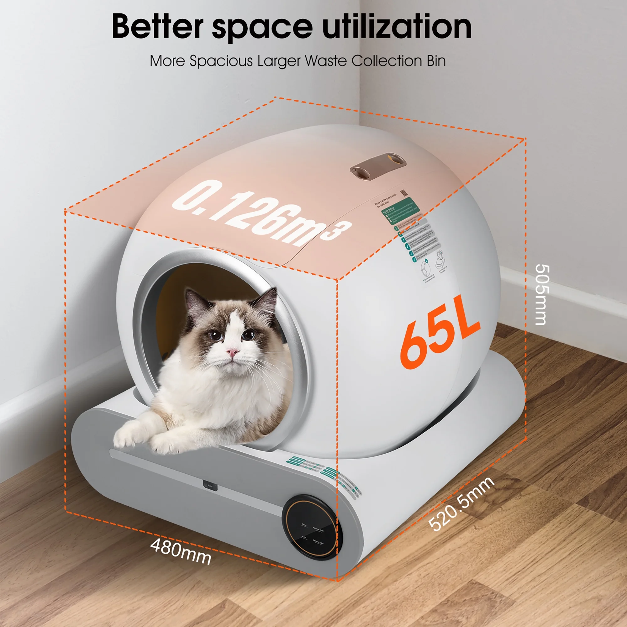 TAKOYI Self Cleaning Litter Box, Automatic Cat Litter Box with App Control Support, Integrated Safety Protection Smart Auto Cat Litter Box with Liner