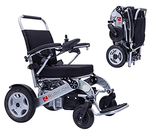 Rubicon Deluxe Electric Wheelchair, All Terrain, Powerful Brushless 600W Motors - Longest Range Dual Battery, Heavy Duty, Foldable, Durable. (Model1)
