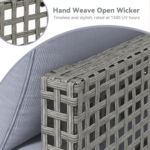 U-MAX 7 Piece Outdoor Patio Furniture Set, PE Rattan Outdoor Wicker Sectional Furniture Chair Set with Cushions and Tea Table
