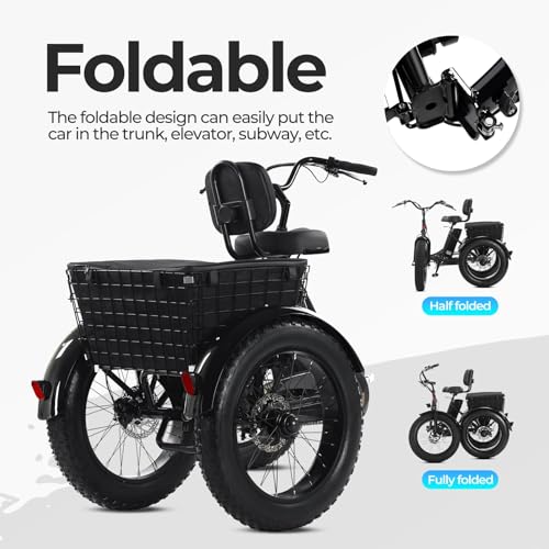 Geemax Electric Tricycle for Adults, 20" x 4.0 Fat Tire Electric Trike, Peak 750W 25MPH 36V 13Ah Lithium Battery UL Certified