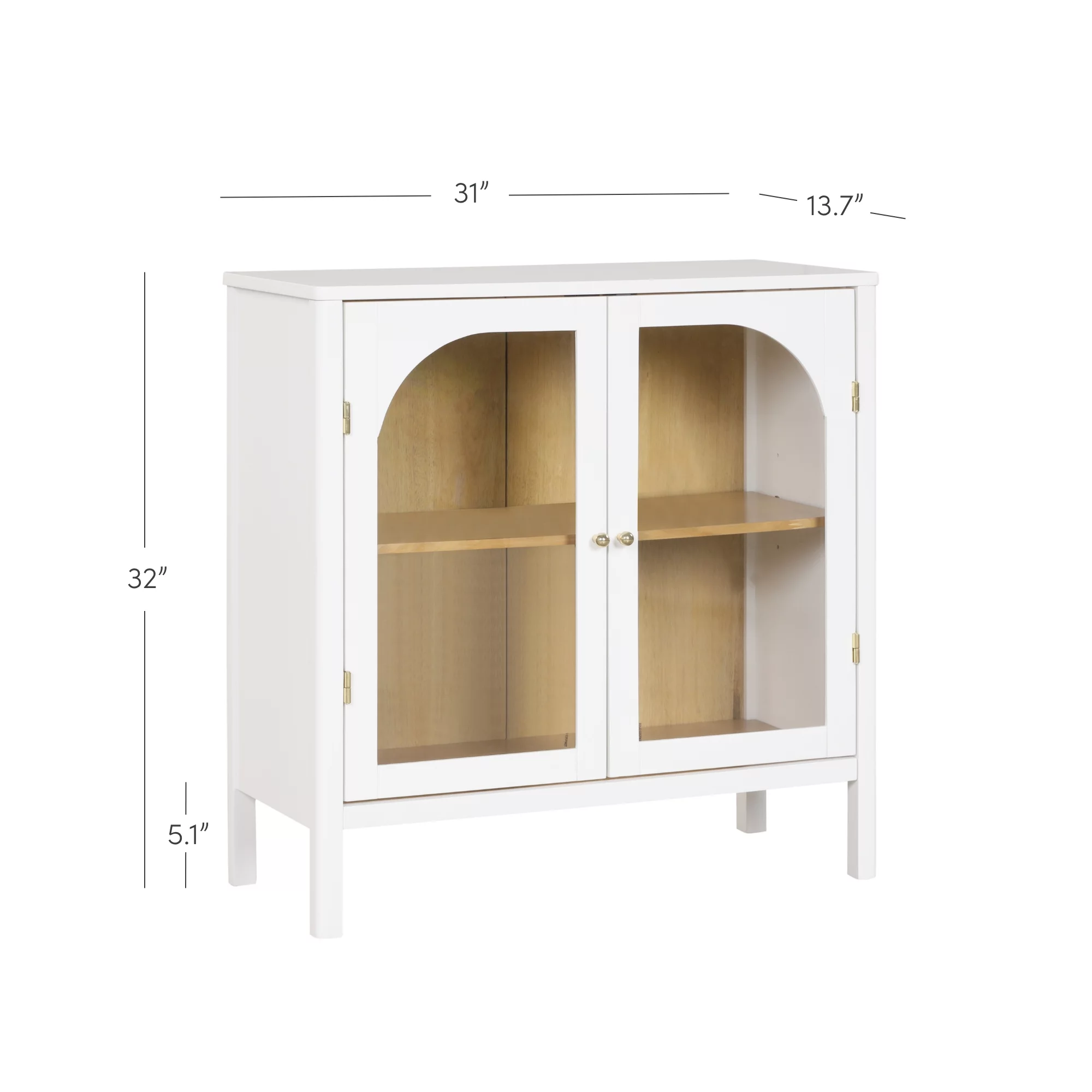 Nathan James Mason Free Standing Accent Sideboard Buffet, Credenza with Glass Doors and Adjustable Shelf in White Wood for Dining Room