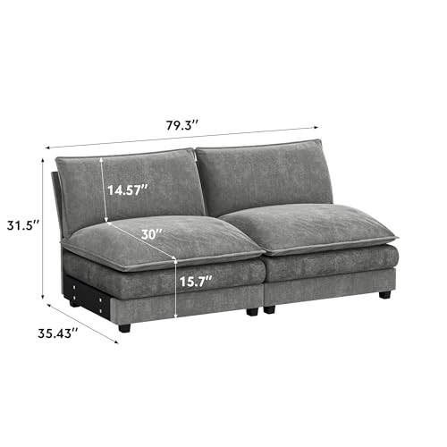Homall 119" Modular Sectional Sofa, L Shaped Sofa Couch with Reversible Ottoman, DIY Combination Chenille Deep 3-Seat Cloud Couch for Living Room