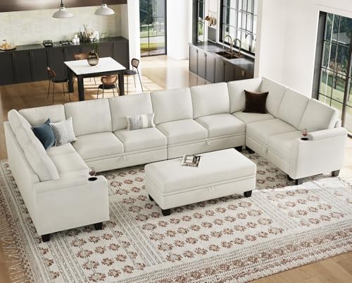 Belffin Modular Sectional Sofa Couch with Storage U Shape Convertible Corner Couches for Living Room Dark Grey Couch