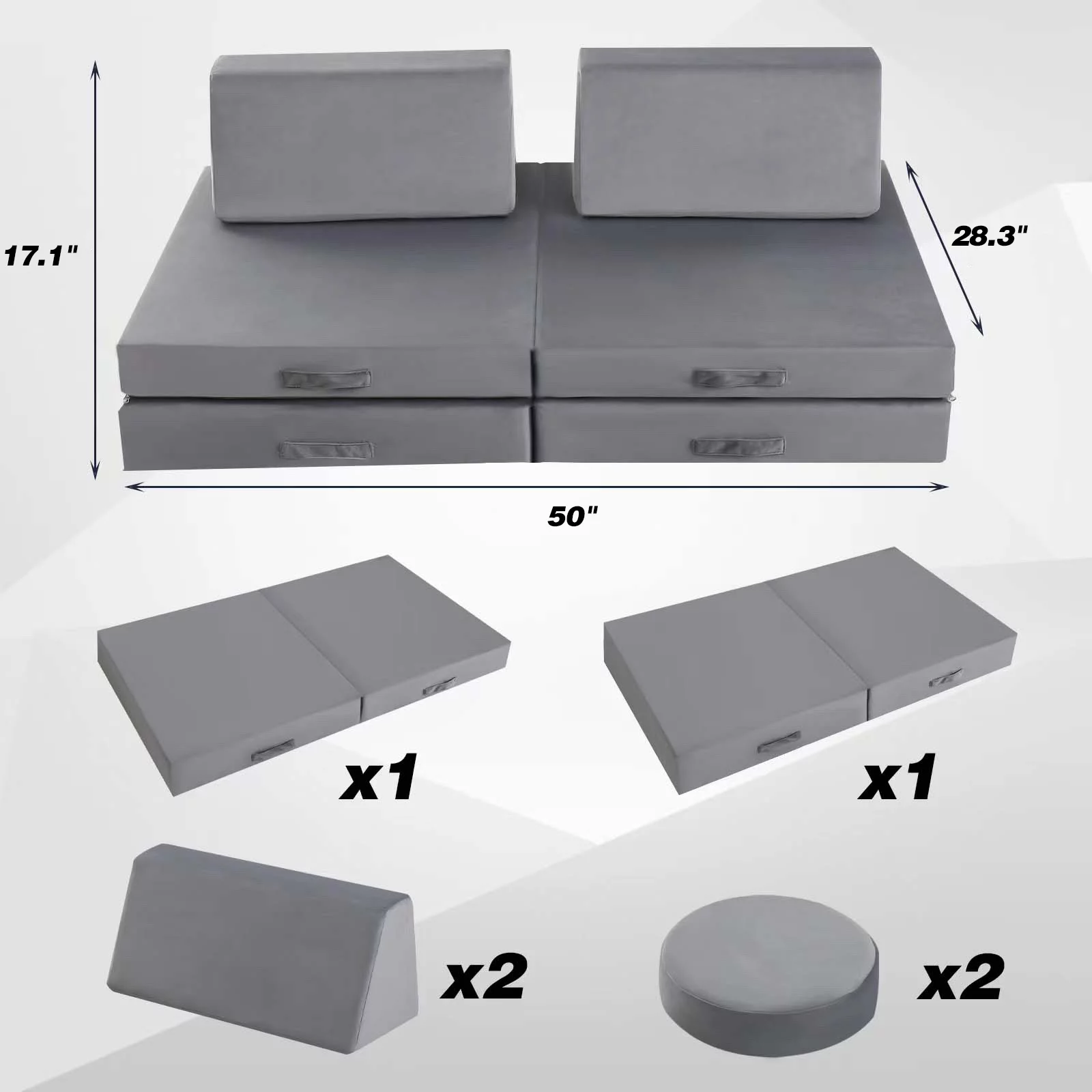 MeMoreCool Kids Couch Sofa Modular Toddler Couch for Bedroom Playroom, 8-Piece Fold Out Couch Play Set for Imaginative Boy Girl