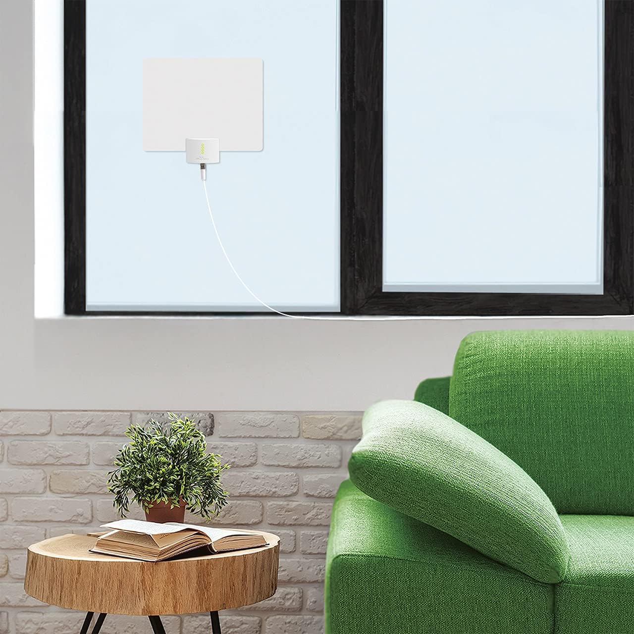 Mohu Leaf Ultimate V3 Amplified Indoor HDTV Antenna, Signal Indicator, 60-Mile Range, UHF/VHF Multi-Directional, Paper-Thin, 16 ft. Coaxial Cable