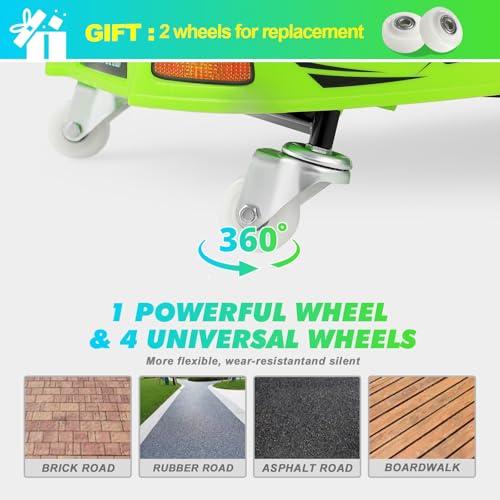 360 Degrees Rotating Ride On Drift Car and 2 Replacement Universal Wheels, 24V Electric Drifting Go Kart for Kids W/Brushless Motor, High/Low Speed