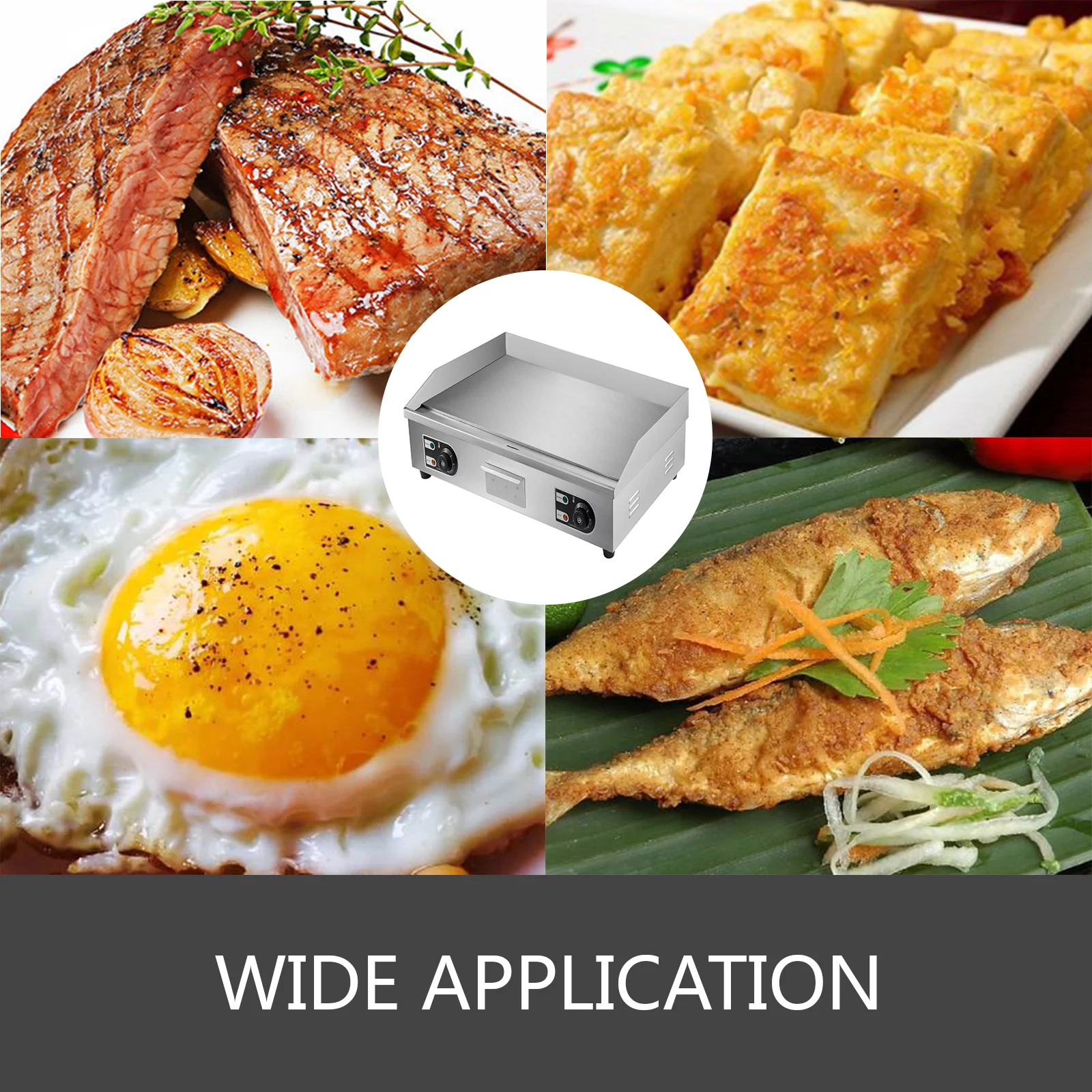 VEVOR 30" Electric Countertop Flat Top Griddle 110V 4400W Non-Stick Commercial Restaurant Teppanyaki Grill Stainless Steel Adjustable Temperature