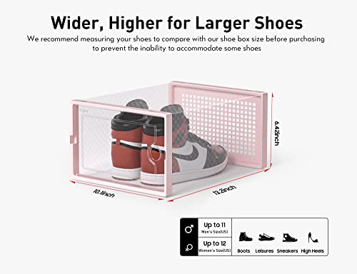 Kuject X-Large Shoe Storage Boxes Organizers Clear Plastic Stackable 12 Pack, Shoe Rack & Holder Substitute, Sneaker Containers