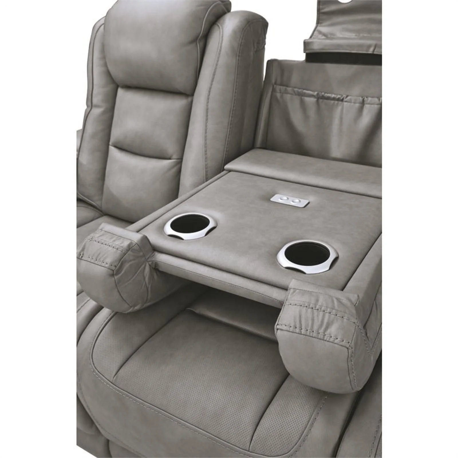 Bowery Hill Contemporary Leather Power Reclining Sofa in Gray