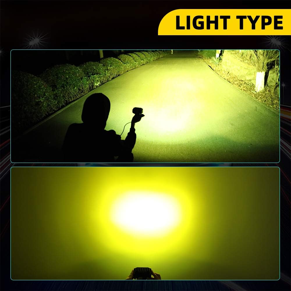 CO LIGHT LED Flood Beam Yellow Fog Lights 2PCS Driving Lights Work Light Pods Fit for Motorcycle ATV UTV SUV Car Tractor Forklift Truck Boat
