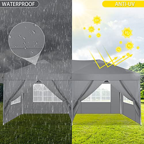 COBIZI Canopy 10x20 Pop Up Canopy Tent with 6 Sidewalls Party Tents for Parties Weddings Backyard Waterproof Canopy Outdoor Commercial Canopy Event