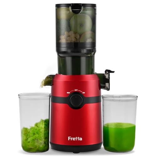Cold Press Juicer Machines,Fretta Slow Masticating Juicer Machines with 4.25" Large Feed Chute,Fit Whole Fruits & Vegetables Easy Clean Self Feeding
