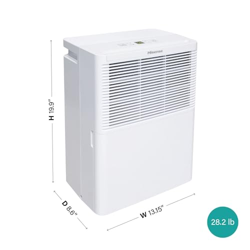Hisense Energy Star 25-Pint Portable Dehumidifier with Auto-Shutoff, Home Dehumidifier and Moisture Absorber For Basement, Garage