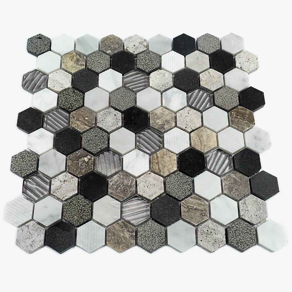 TileBar Esker Stratus Hexagon Marble u0026 Glass Tile, Backsplash and Wall