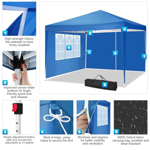 COBIZI Canopy 10x20 Pop Up Canopy Tent with 6 Sidewalls Party Tents for Parties Weddings Backyard Waterproof Canopy Outdoor Commercial Canopy Event