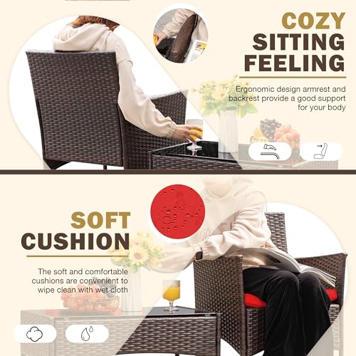 Homall 4 Pieces Outdoor Patio Furniture Sets Rattan Chair Wicker Set