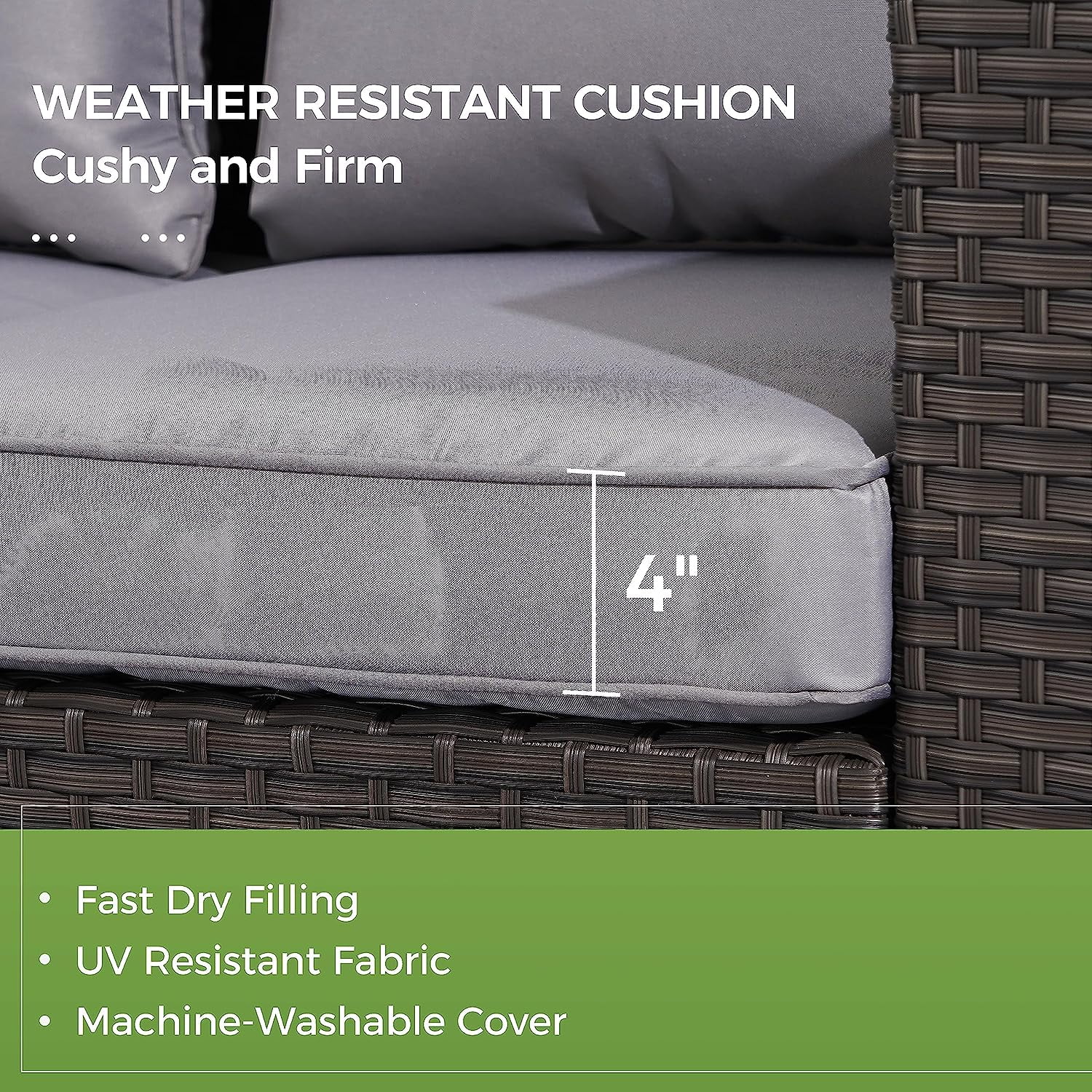 CozyHom 5 Pcs Outdoor Patio Wicker Furniture Sofa Set Clearance Rattan Sectional Conversation Couch Set With Table and Cushions, Grey