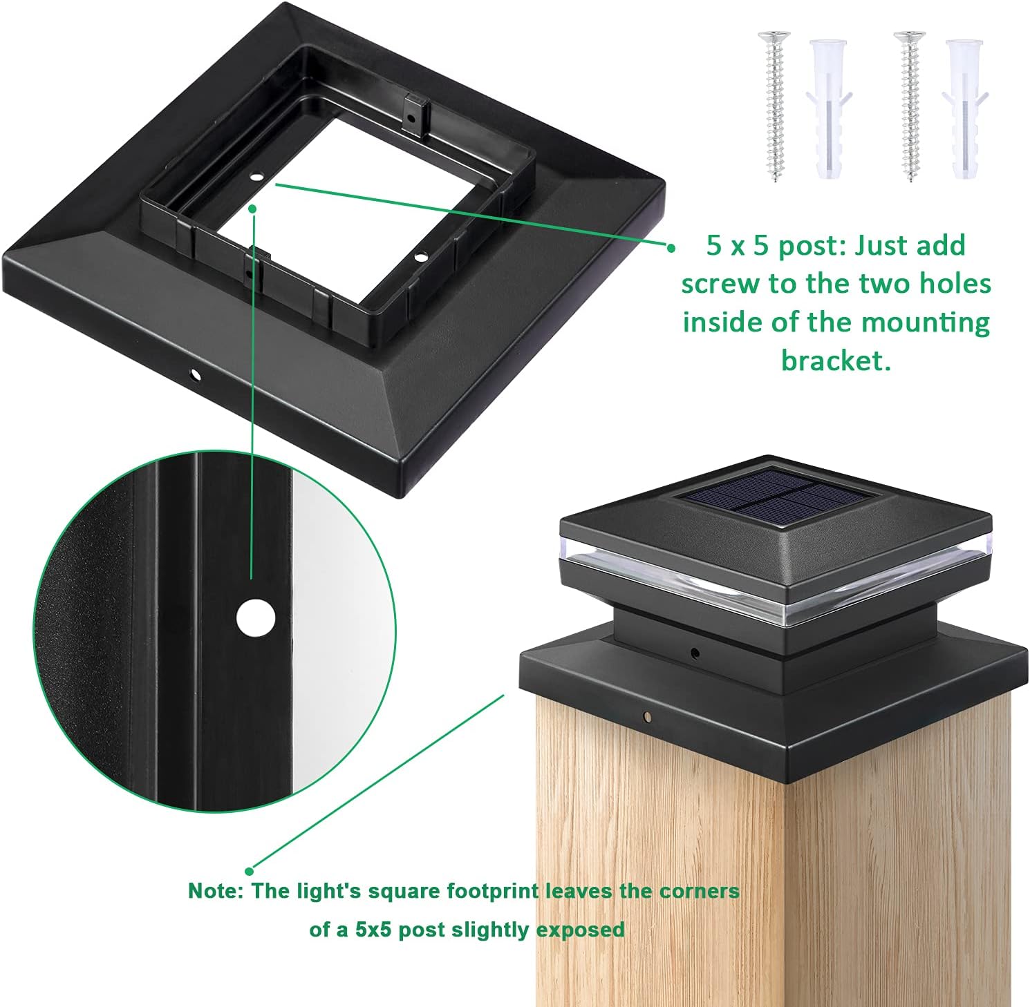 Solar Post Cap Lights, 8pcs Outdoor Fence Post Lights for Patio, Deck, Pathway and Garden Decoration