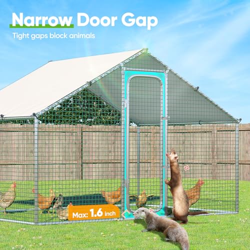 Quictent Large Metal Chicken Coop Run for 10+ Poultry with Galvanized Hardware Cloth and Waterproof Roof Cover