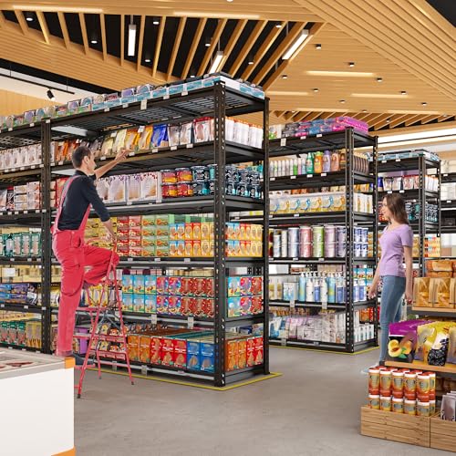 REIBII 60" W Garage Shelving 3000LBS Garage Shelving Heavy Duty Storage Shelves, 5 Tier Metal Shelves, Adjustable Industrial Shelf for Warehouse