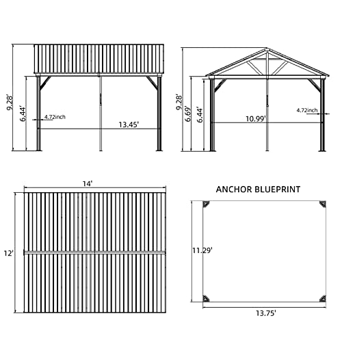 Domi 10' x 10' Hardtop Gazebo Outdoor Metal Gazebo with Galvanized Steel Double Roof Canopy, Curtains and Netting for Patio, Backyard, Deck