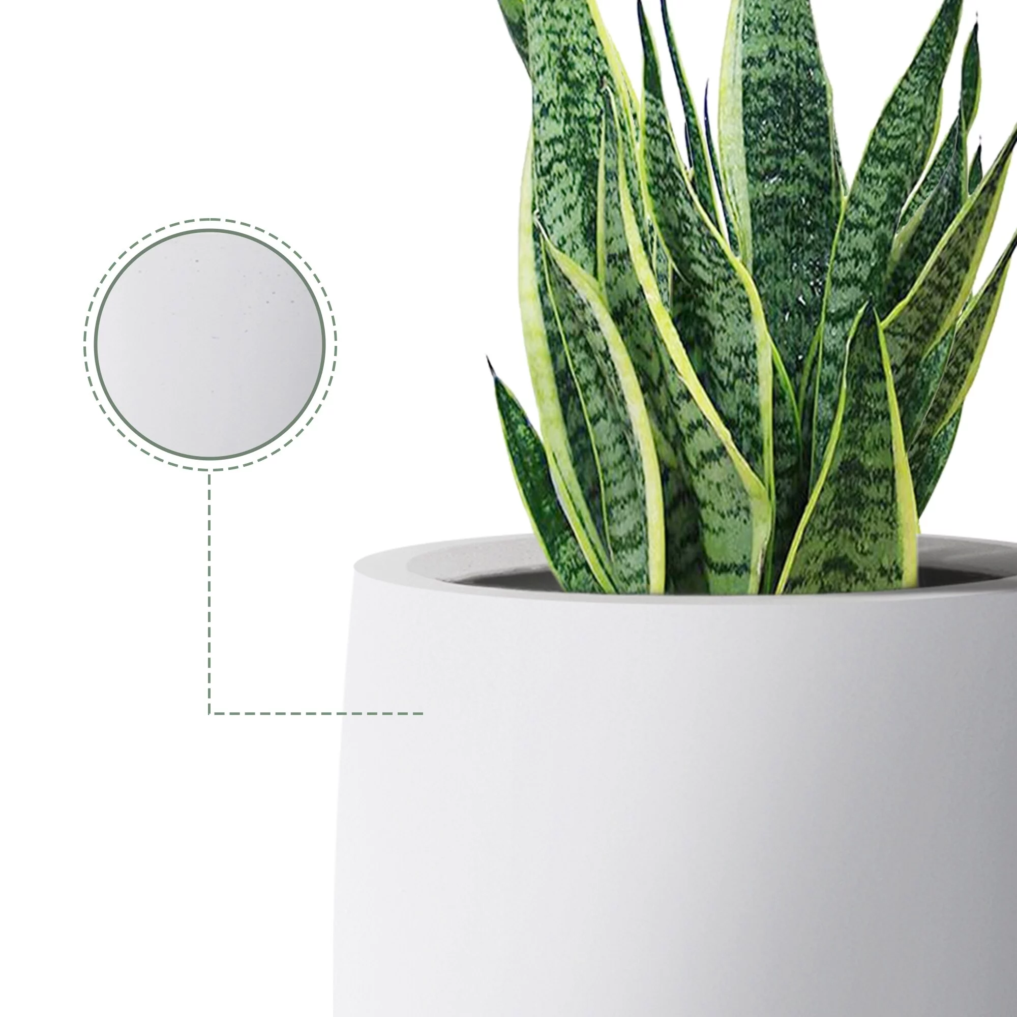 Plantara 24" H Concrete Tall Solid White planter(Set of 2), Large Outdoor Plant pot, Modern Tapered Flower pot for Garden