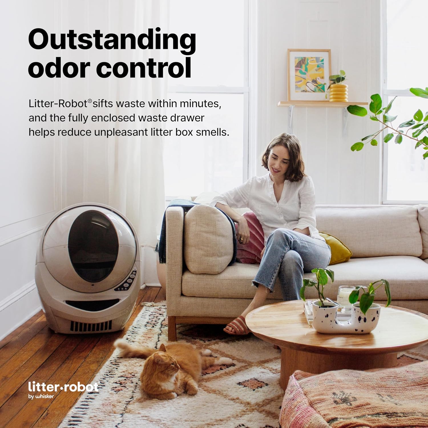 Litter-Robot 3 Connect by Whisker, Beige - Automatic, Self-Cleaning Cat Litter Box, Helps Reduce Litter Box Odors