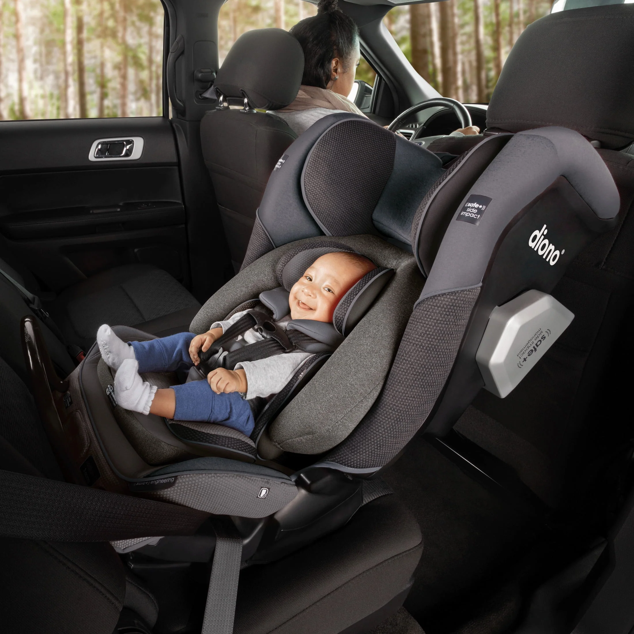 Diono Radian 3QXT SafePlus All-in-One Convertible Car Seat, Slim Fit 3 Across, Red