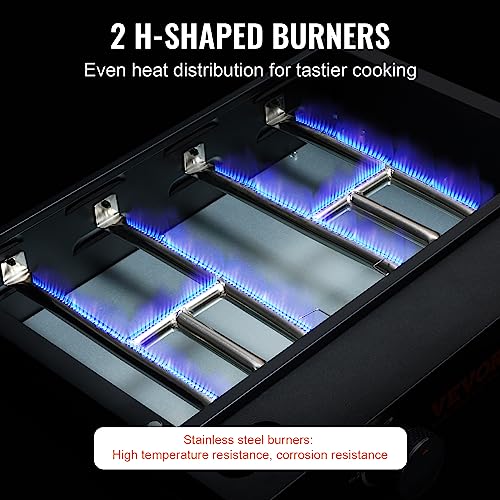 VEVOR Griddle Flat Top Griddle, Outdoor Cooking Station with Side Shelves, Steel Natural Gas Griddle, Restaurant Portable Grill
