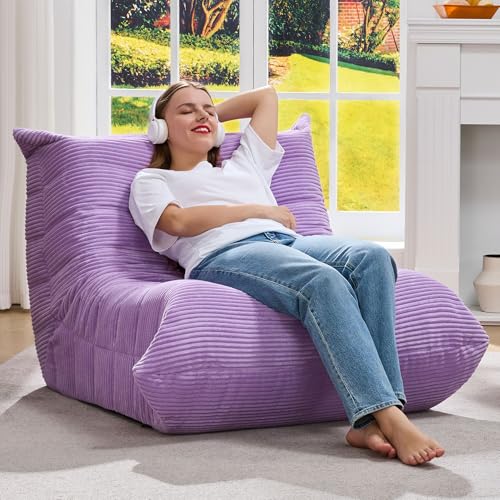 Bean Bag Chairs for Adults Giant Bean Bag Chair Memory Foam BeanBag Chair Big Bean Bag Sofa with Filler Faux Fur Fireside Beanbags Lazy Sofa for