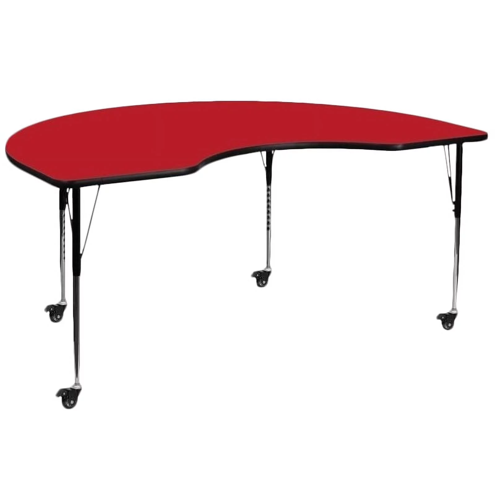 Bowery Hill 31" x 72" Kidney-Shaped Mobile Activity Table in Red