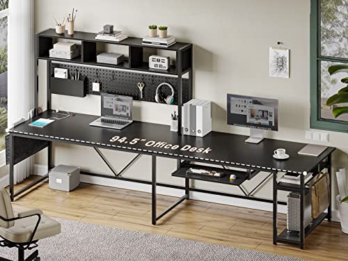 SEDETA L Shaped Gaming Desk, Reversible Computer Desk with Power Outlet and Pegboard, Gaming Desk with Led Lights