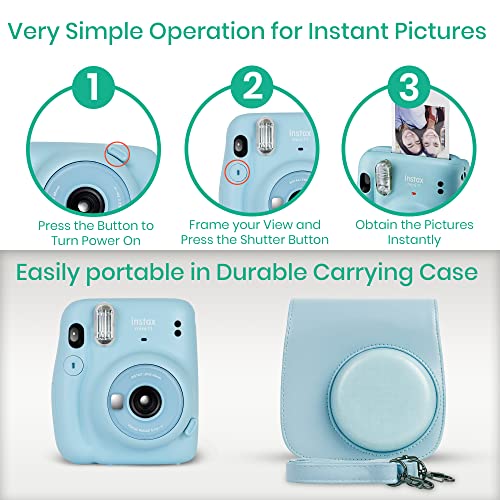 Fujifilm Instax Mini 11 Camera with Fujifilm Instant Mini Film (60 Sheets) Bundle with Deals Number One Accessories Including Carrying Case