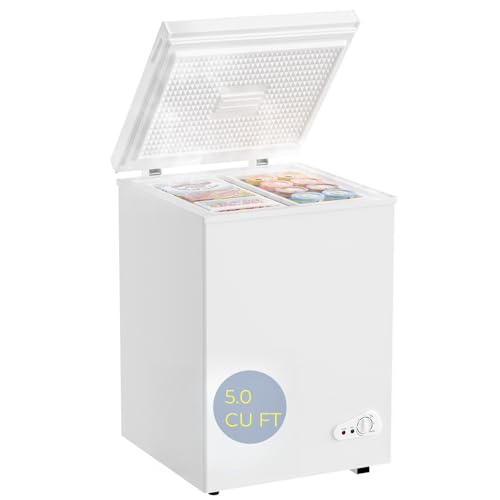 7.0 Cu Ft Chest Freezer - Energy Efficient & Quiet Mini Freezer with Adjustable Thermostat - Compact Deep Freezer for Home, Apartment, and Garage