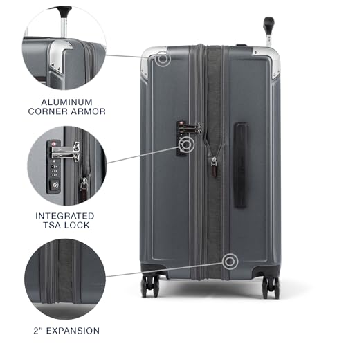 Travelpro Platinum Elite Hardside Expandable Carry on Luggage, 8 Wheel Spinner, TSA Lock, Hard Shell Polycarbonate Suitcase, Metallic Sand