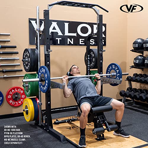Valor Fitness Half Rack Squat Machine - 5 Position Multi-Grip Pull Up Station - Adjustable Height, Plate Storage