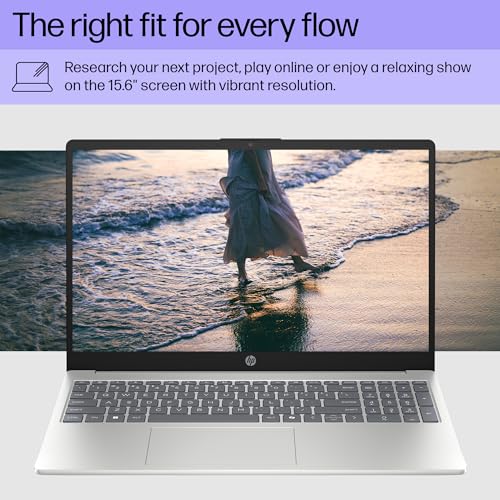 HP 15.6 inch Laptop, HD Touchscreen Display, AMD Ryzen 3 7320U, 8 GB RAM, 256 GB SSD, AMD Radeon Graphics, Windows 11 Home, Natural Silver