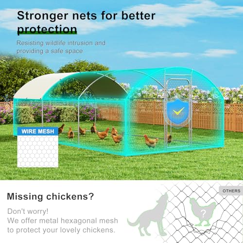 Chicken Coop Poultry Cage Large Metal Hen Run with Water-Resident Cover for Rabbit Duck House Outdoor Walk-in Chicken Pen for Yard