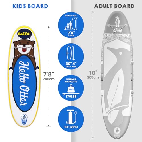 Tuxedo Sailor Inflatable Stand Up Paddle Board with Complete Accessories for Surfing and Traveling
