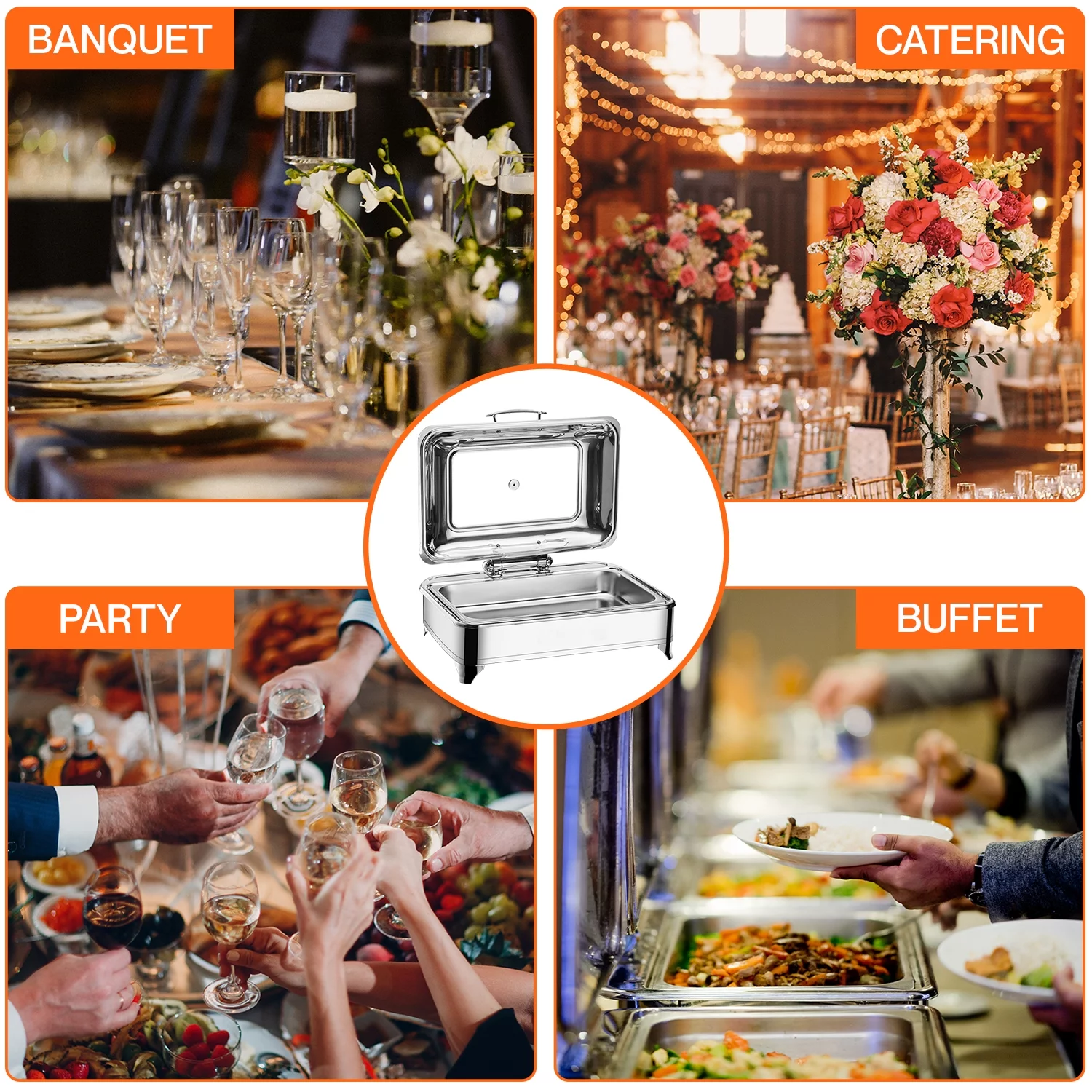 Gvode Electric Buffet Server Food Warmer with Glass Window for Catering, Buffet, Adjustable Temp