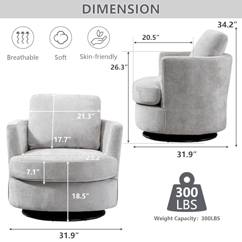 ODUWA Swivel Barrel Chair Set of 2