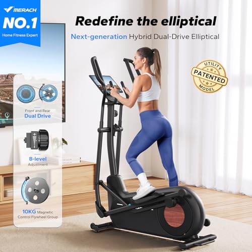 Merach Elliptical Machine, Elliptical Exercise Machine for Home with Hyper-Quiet Magnetic Drive System