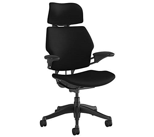 Humanscale Freedom Office Chair with Headrest - Ergonomic Work Chair with Advanced Highly Adjustable Duron Arms - Wheels for Carpet