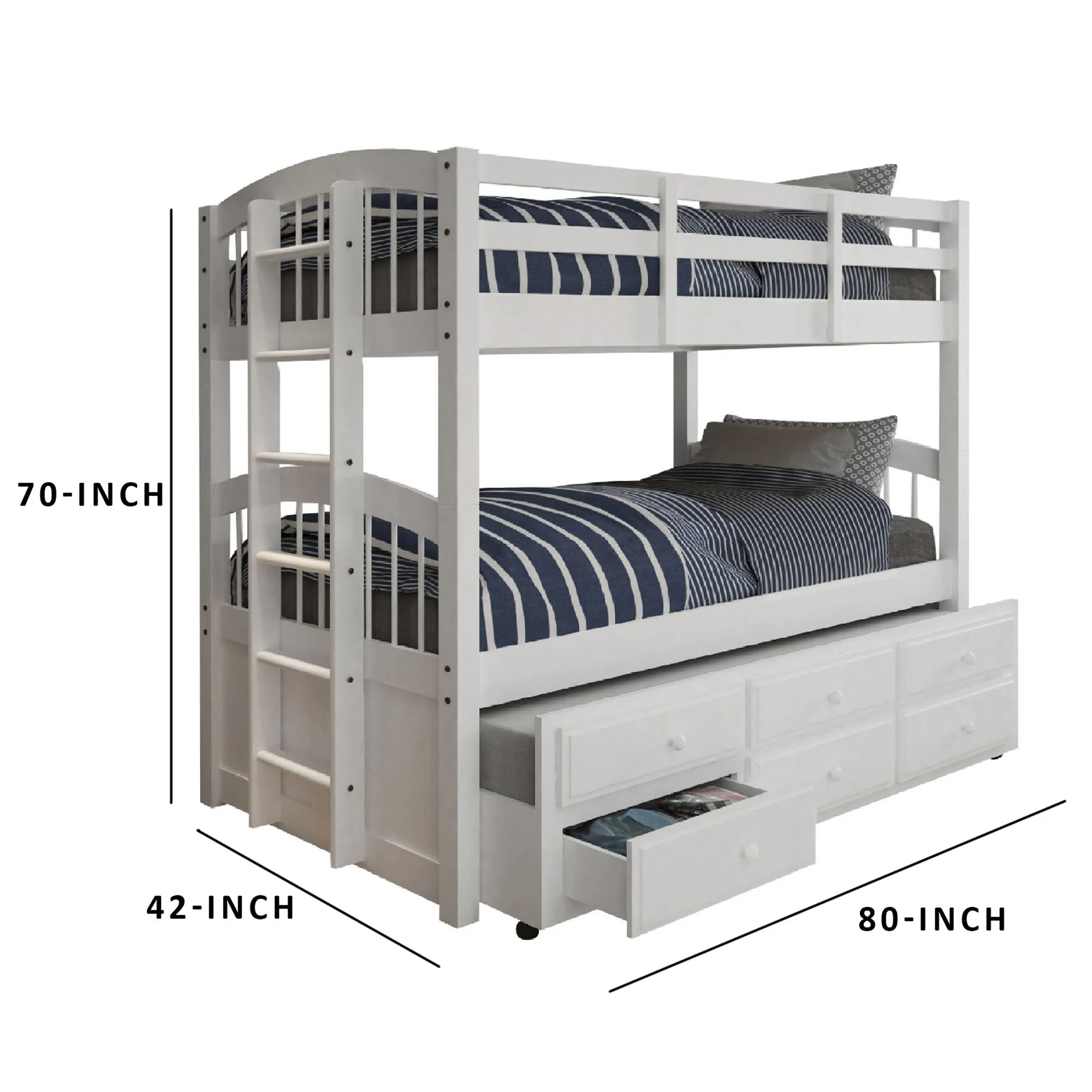 Acme Micah Twin/Twin Bunk Bed u0026 Trundle - 39995 - White