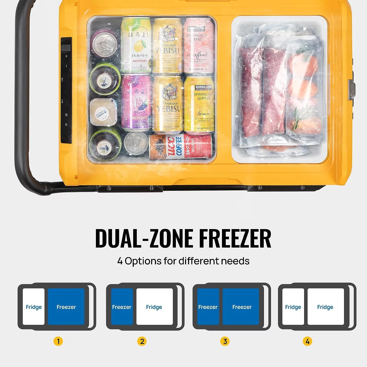 BougeRV Car Refrigerator 48QT Dual Zone, 12 Volt Portable Freezer with Wheels APP Control