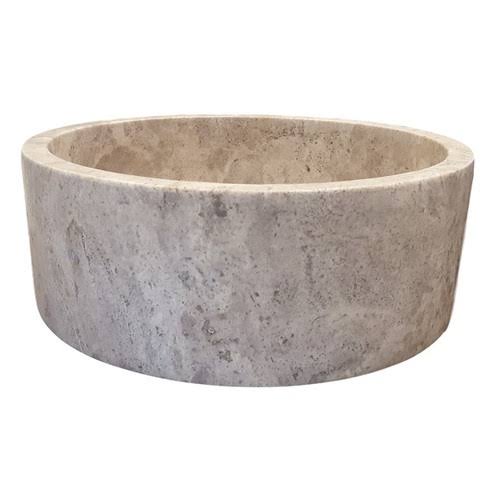TashMart Cylindrical Natural Stone Circular Vessel Bathroom Sink