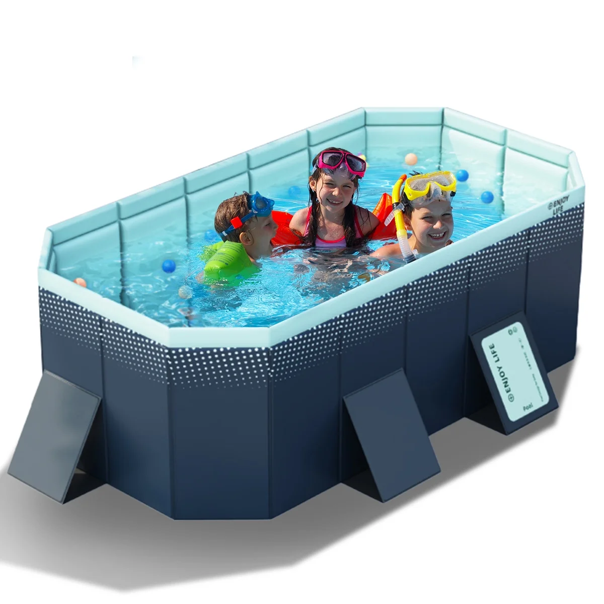 EONROACOO 89in Foldable Swimming Pool Above Ground Pool Kiddie Pool for 1-4 People(Blue)