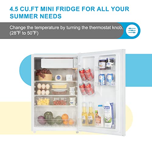 Frestec Compact Fridge 3.2 CU.FT. Mini Dorm Refrigerator Small Fridge with Freezer, 37 dB Low Noise, Adjustable Temperature, Reversible Door
