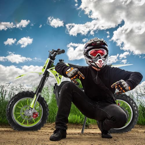 49cc Kids Dirt Bike, 2-Stroke Gas Powered Mini Motocross Motorcycle, Off-Road Dirtbike for Kids 5-14 with Front/Rear Disc Brakes, Shock Absorption