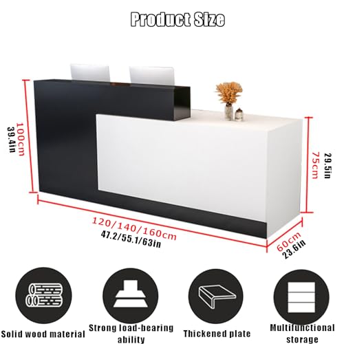 Reception Counter Desk, Front Counter Desk with Lockable Drawers, Modern Retail Counter, Wooden Computer Desk Reception Table